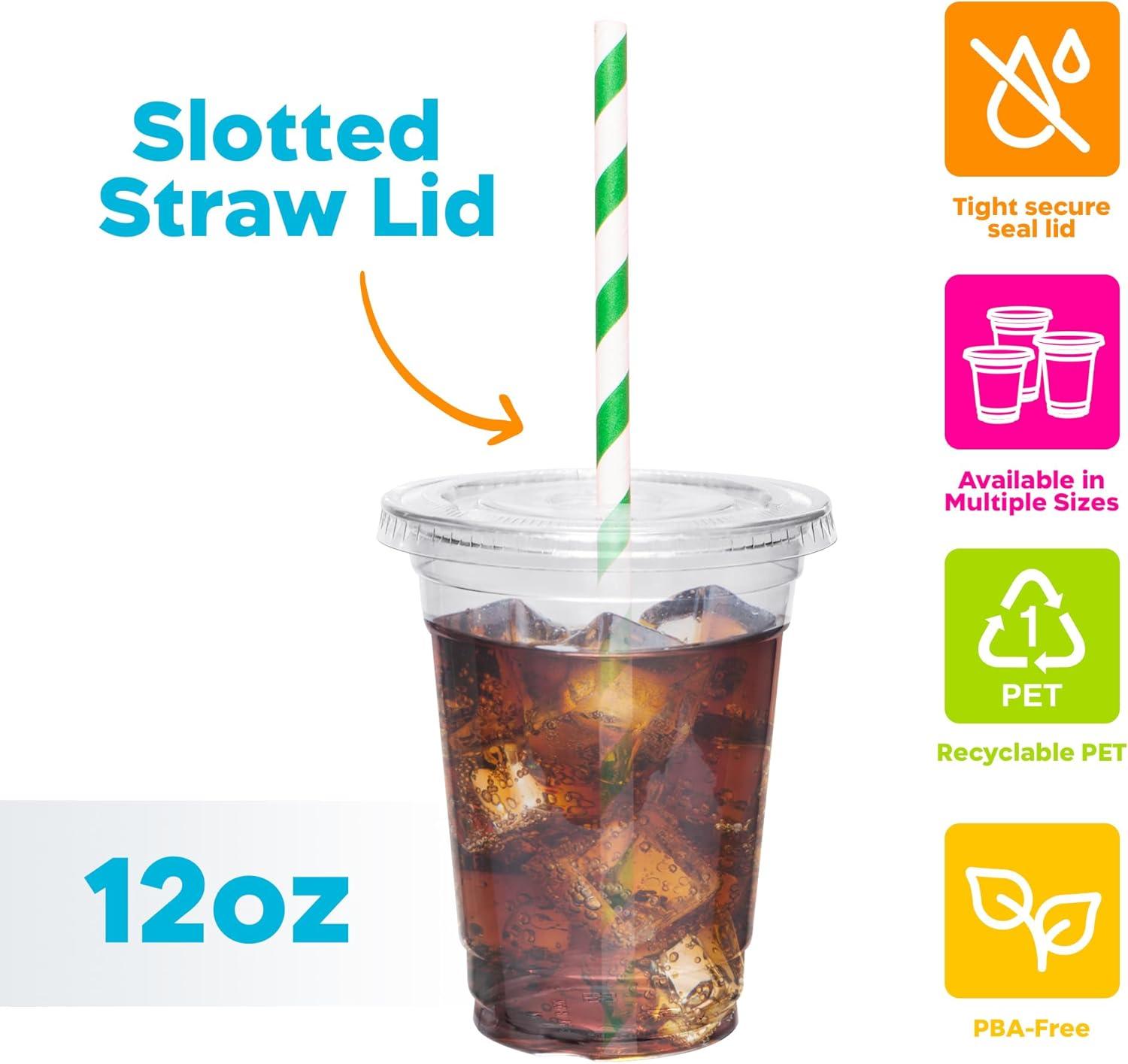 image:imageInspire Disposable Plastic Cups with Lids Bulk Smoothie Cup Iced Coffee Cups with Lids 12 Oz 200 Count