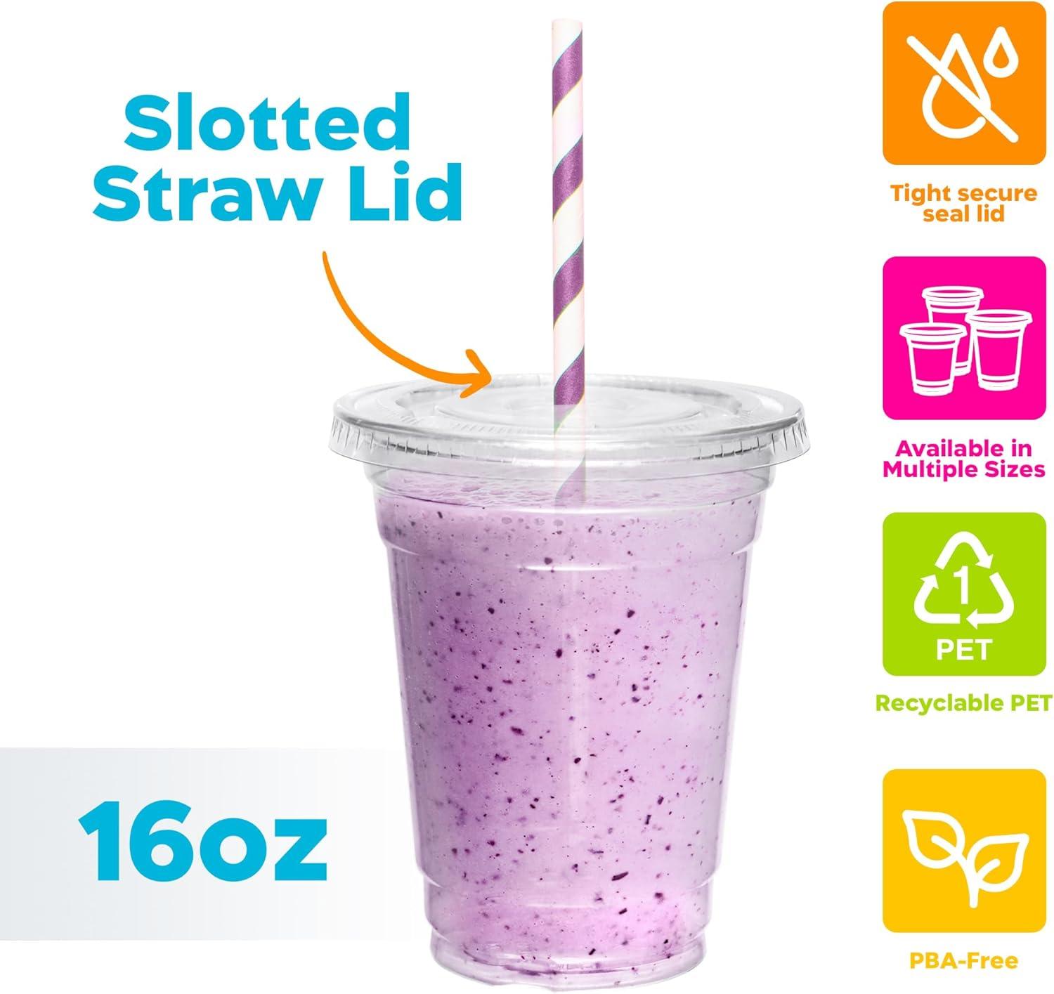image:imageInspire Disposable Plastic Cups with Lids Bulk Smoothie Cup Iced Coffee Cups with Lids 16 Oz192 Count