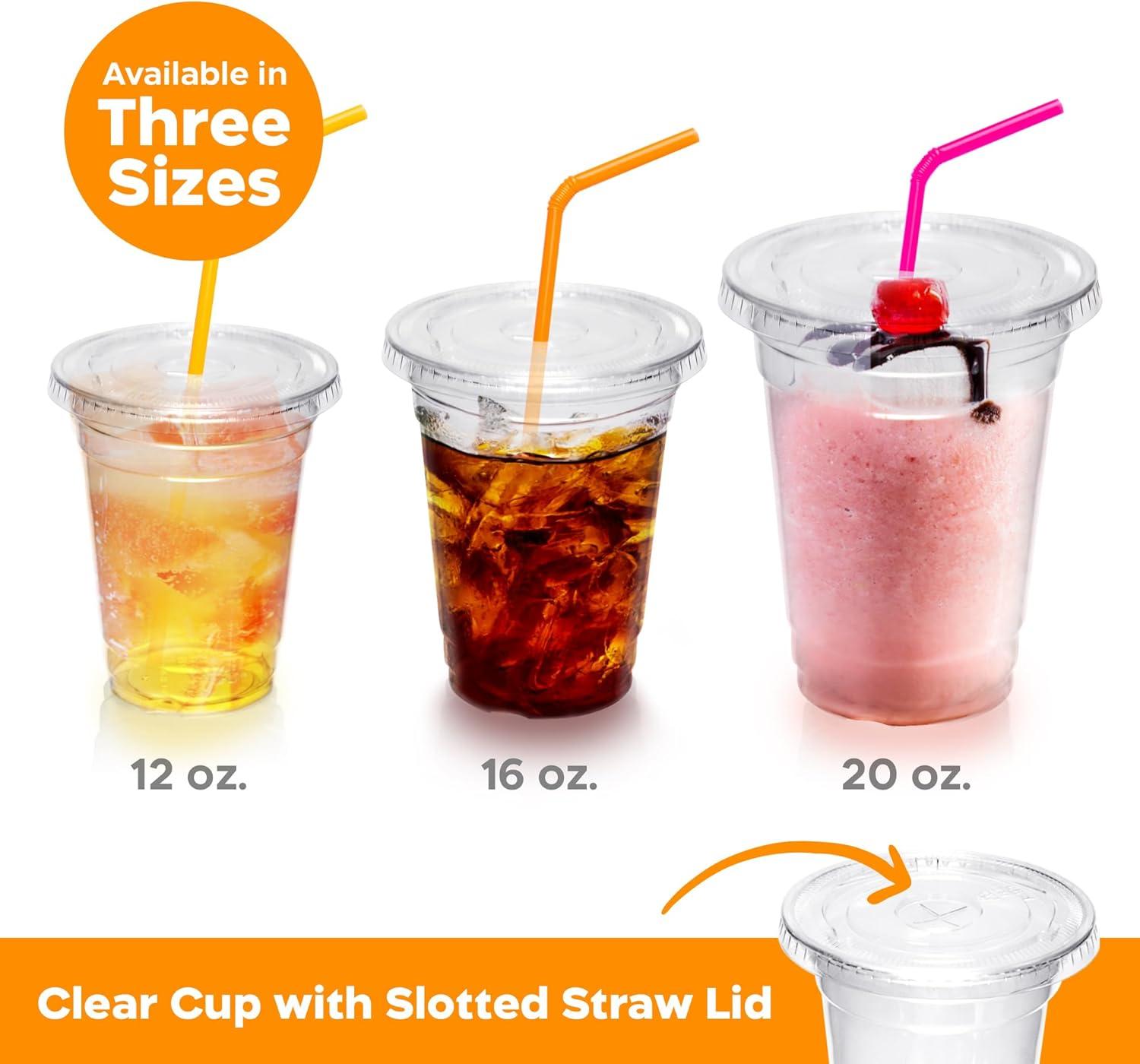 image:imageInspire Disposable Plastic Cups with Lids Bulk Smoothie Cup Iced Coffee Cups with Lids 16 Oz192 Count