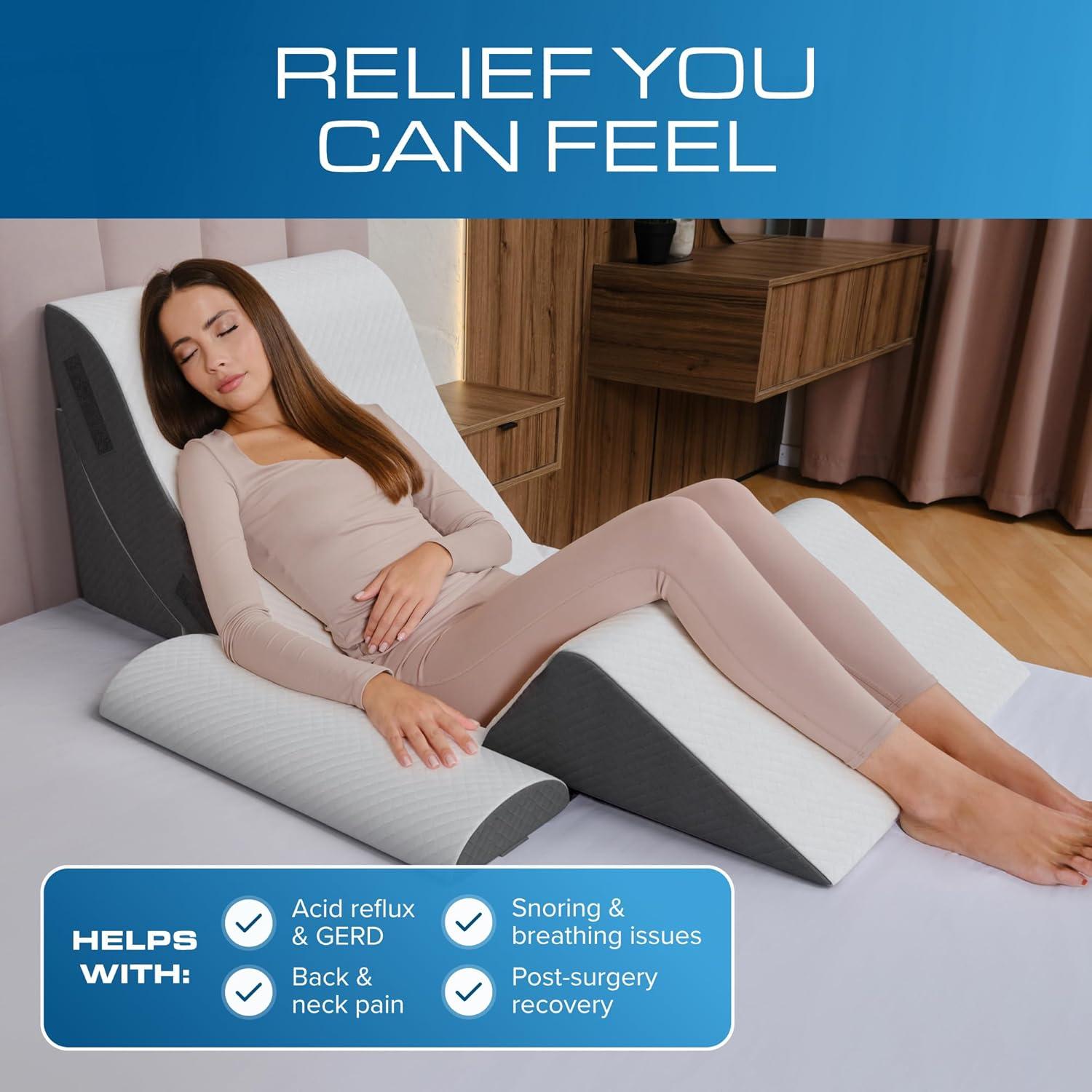 image:imageKolbs Bed Wedge Pillow for Sleep Apnea FSA Eligible Acid Reflux and Back Pain Relief with Chic Jacquard Cover Headboard Wedges for Sleeping Standard Width 75 Height4 Piece Wedge Set