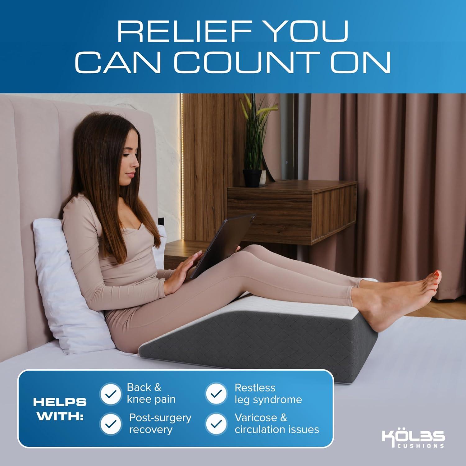 image:imageKolbs Bed Wedge Pillow for Sleep Apnea FSA Eligible Acid Reflux and Back Pain Relief with Chic Jacquard Cover Headboard Wedges for Sleeping Standard Width 75 HeightFlat Top 7 Height