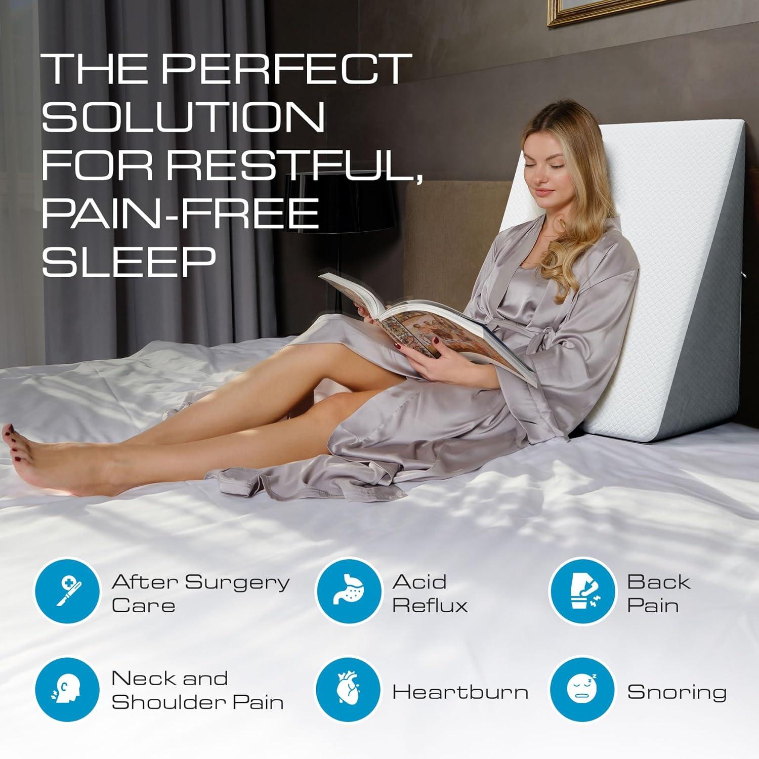 image:imageKolbs Bed Wedge Pillow for Sleep Apnea FSA Eligible Acid Reflux and Back Pain Relief with Chic Jacquard Cover Headboard Wedges for Sleeping Standard Width 75 HeightStandard Wedge 12 Height