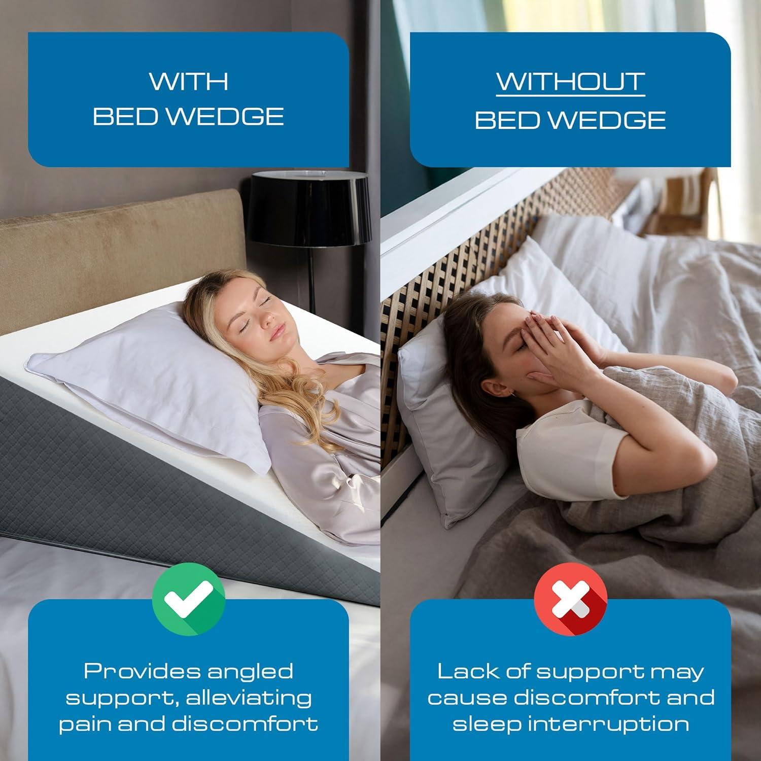 image:imageKolbs Bed Wedge Pillow for Sleep Apnea FSA Eligible Acid Reflux and Back Pain Relief with Chic Jacquard Cover Headboard Wedges for Sleeping Standard Width 75 HeightExtra Wide 12 Height