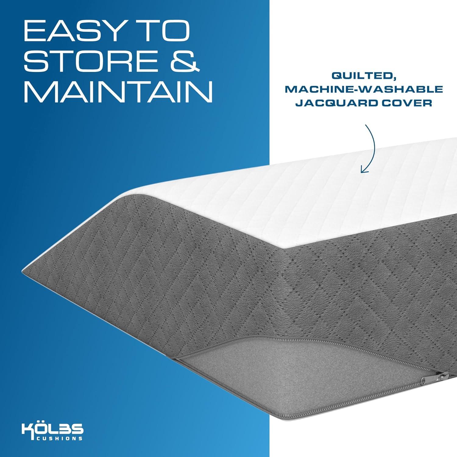 image:imageKolbs Bed Wedge Pillow for Sleep Apnea FSA Eligible Acid Reflux and Back Pain Relief with Chic Jacquard Cover Headboard Wedges for Sleeping Standard Width 75 HeightFlat Top 7 Height