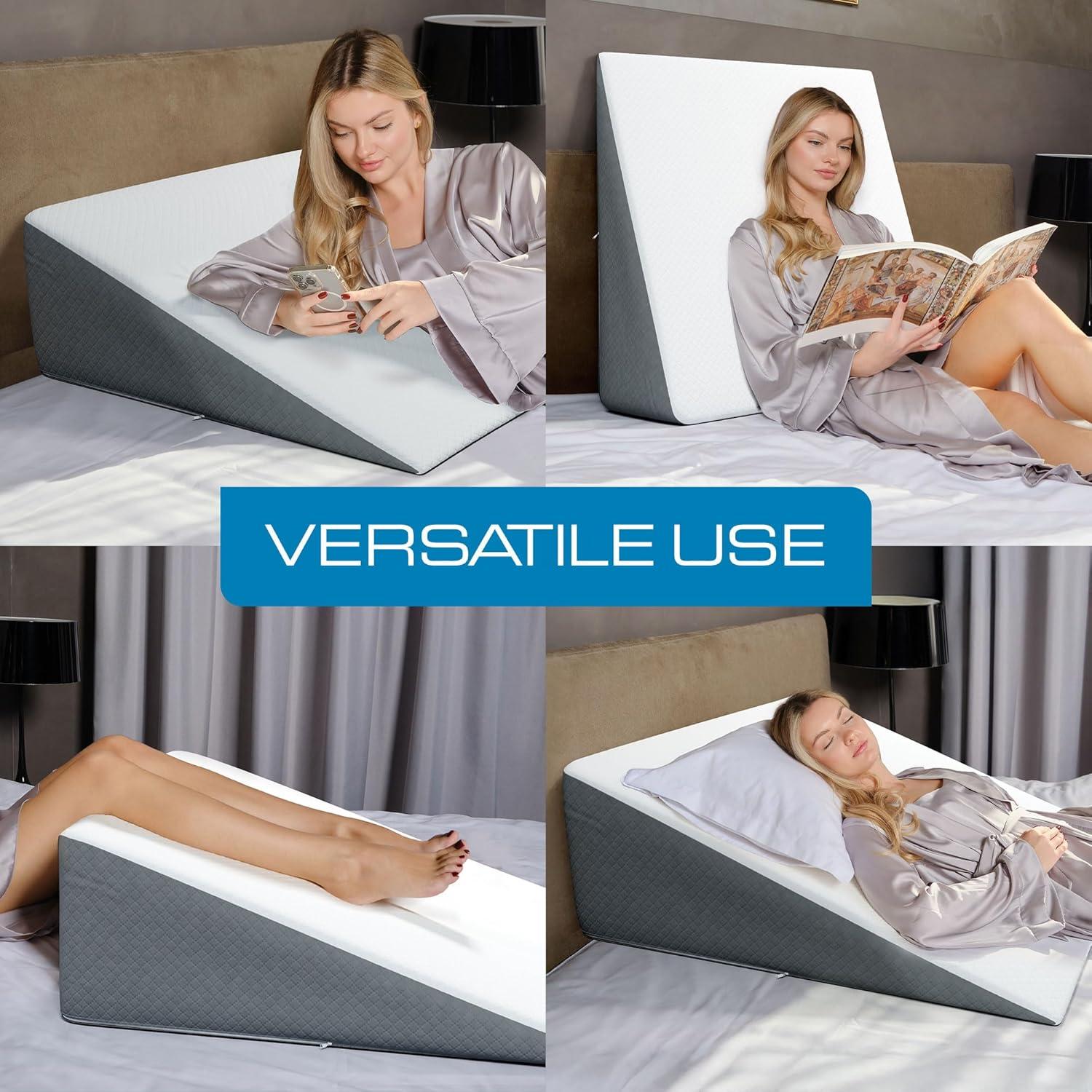 image:imageKolbs Bed Wedge Pillow for Sleep Apnea FSA Eligible Acid Reflux and Back Pain Relief with Chic Jacquard Cover Headboard Wedges for Sleeping Standard Width 75 HeightExtra Wide 12 Height