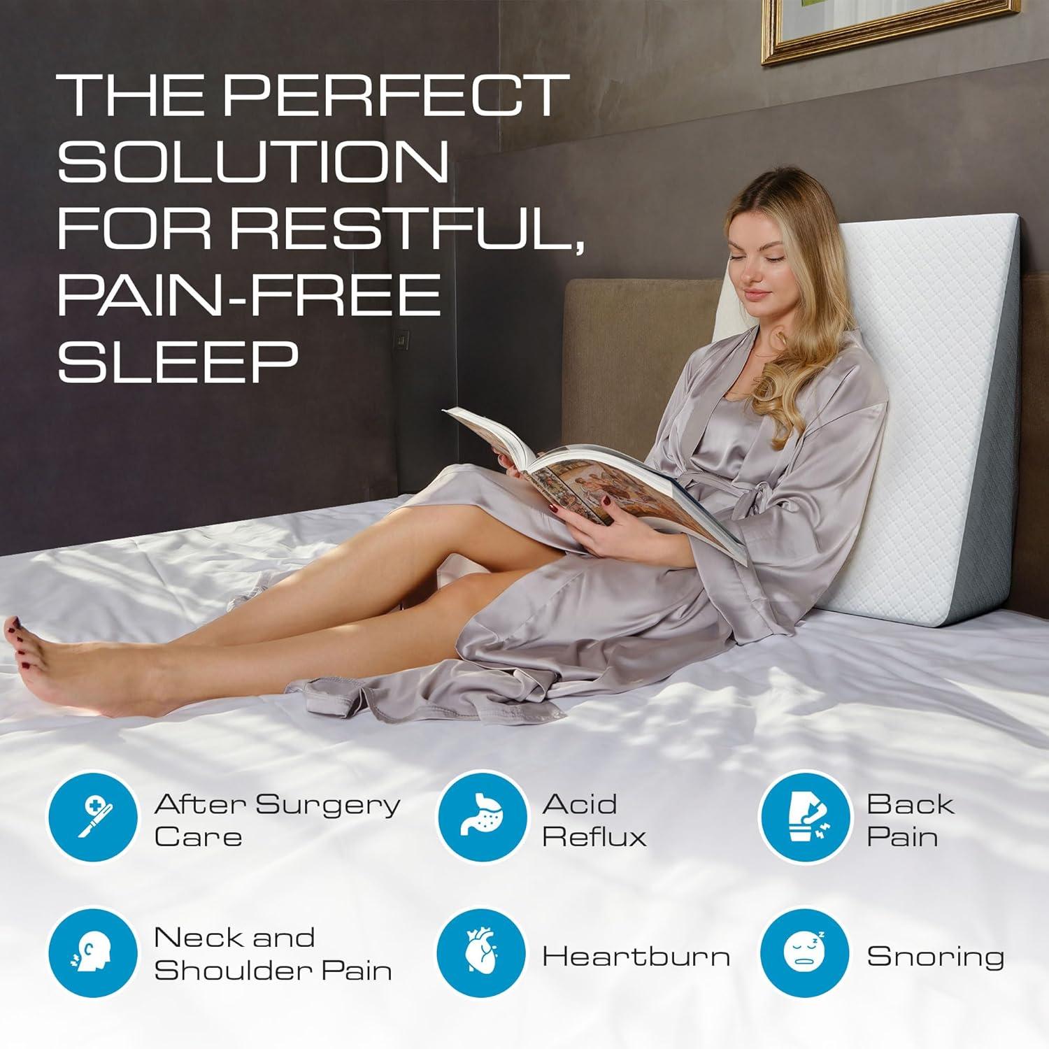 image:imageKolbs Bed Wedge Pillow for Sleep Apnea FSA Eligible Acid Reflux and Back Pain Relief with Chic Jacquard Cover Headboard Wedges for Sleeping Standard Width 75 HeightStandard Width 75 Height