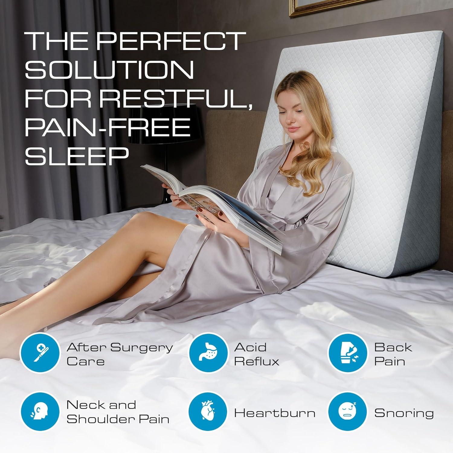 image:imageKolbs Bed Wedge Pillow for Sleep Apnea FSA Eligible Acid Reflux and Back Pain Relief with Chic Jacquard Cover Headboard Wedges for Sleeping Standard Width 75 HeightExtra Wide 75 Height