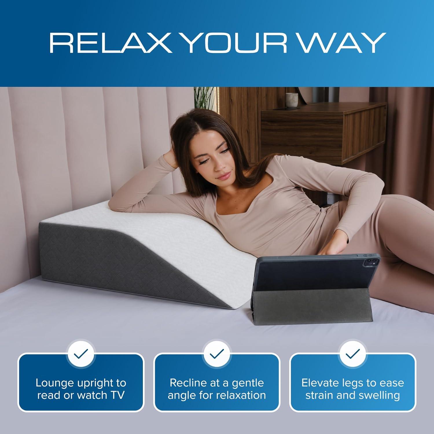 image:imageKolbs Bed Wedge Pillow for Sleep Apnea FSA Eligible Acid Reflux and Back Pain Relief with Chic Jacquard Cover Headboard Wedges for Sleeping Standard Width 75 HeightFlat Top 7 Height