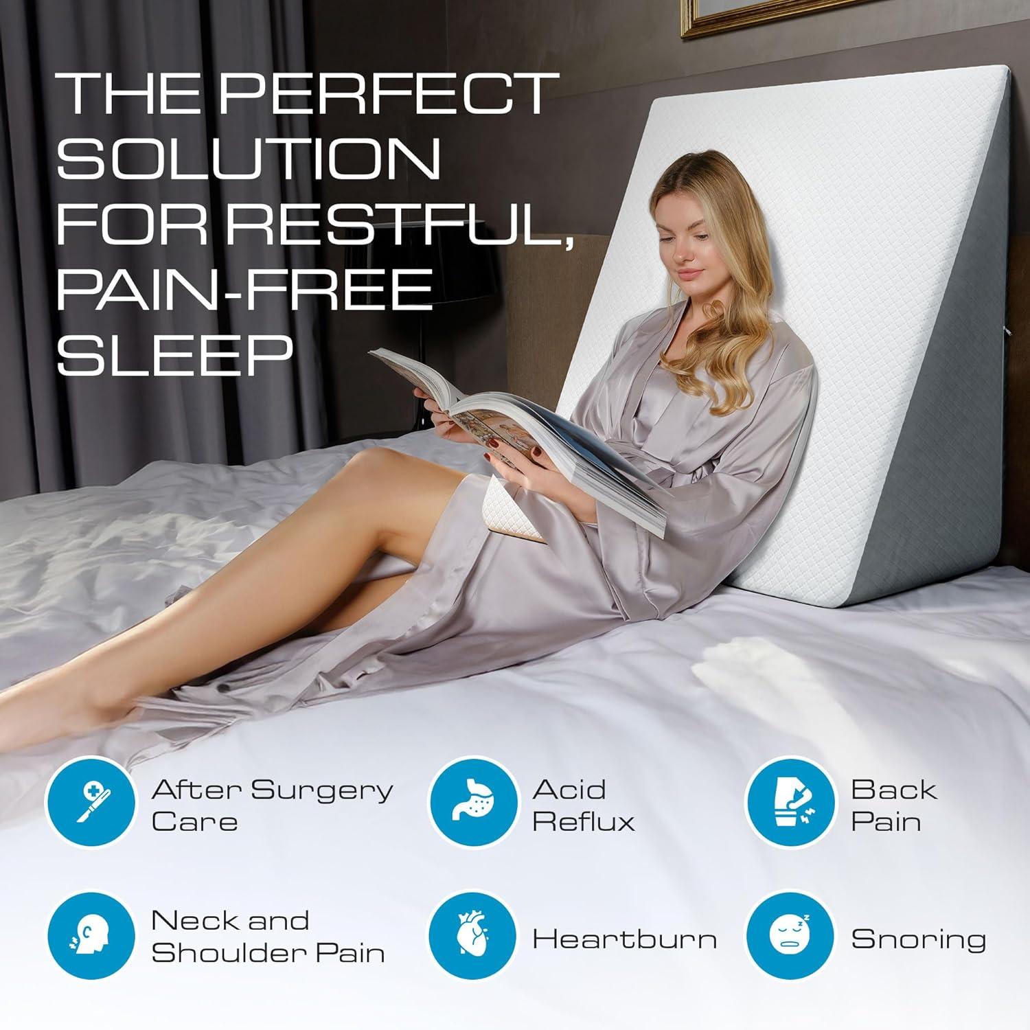 image:imageKolbs Bed Wedge Pillow for Sleep Apnea FSA Eligible Acid Reflux and Back Pain Relief with Chic Jacquard Cover Headboard Wedges for Sleeping Standard Width 75 HeightExtra Wide 12 Height