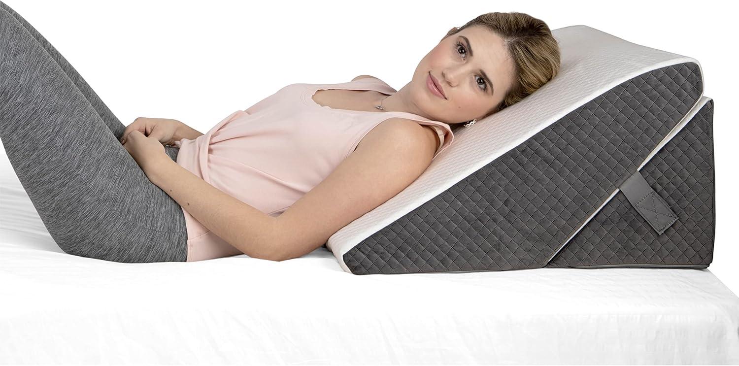 image:imageKolbs Bed Wedge Pillow for Sleep Apnea FSA Eligible Acid Reflux and Back Pain Relief with Chic Jacquard Cover Headboard Wedges for Sleeping Standard Width 75 HeightAdjustable Height Wedge