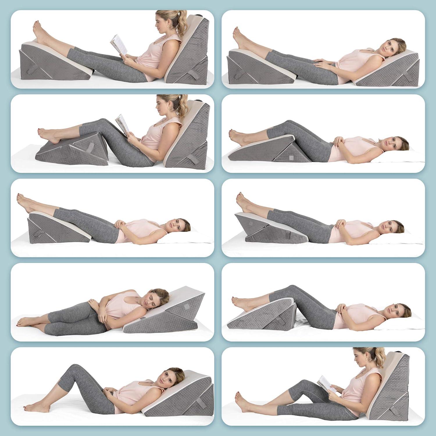 image:imageKolbs Bed Wedge Pillow for Sleep Apnea FSA Eligible Acid Reflux and Back Pain Relief with Chic Jacquard Cover Headboard Wedges for Sleeping Standard Width 75 HeightAdjustable Height Wedge