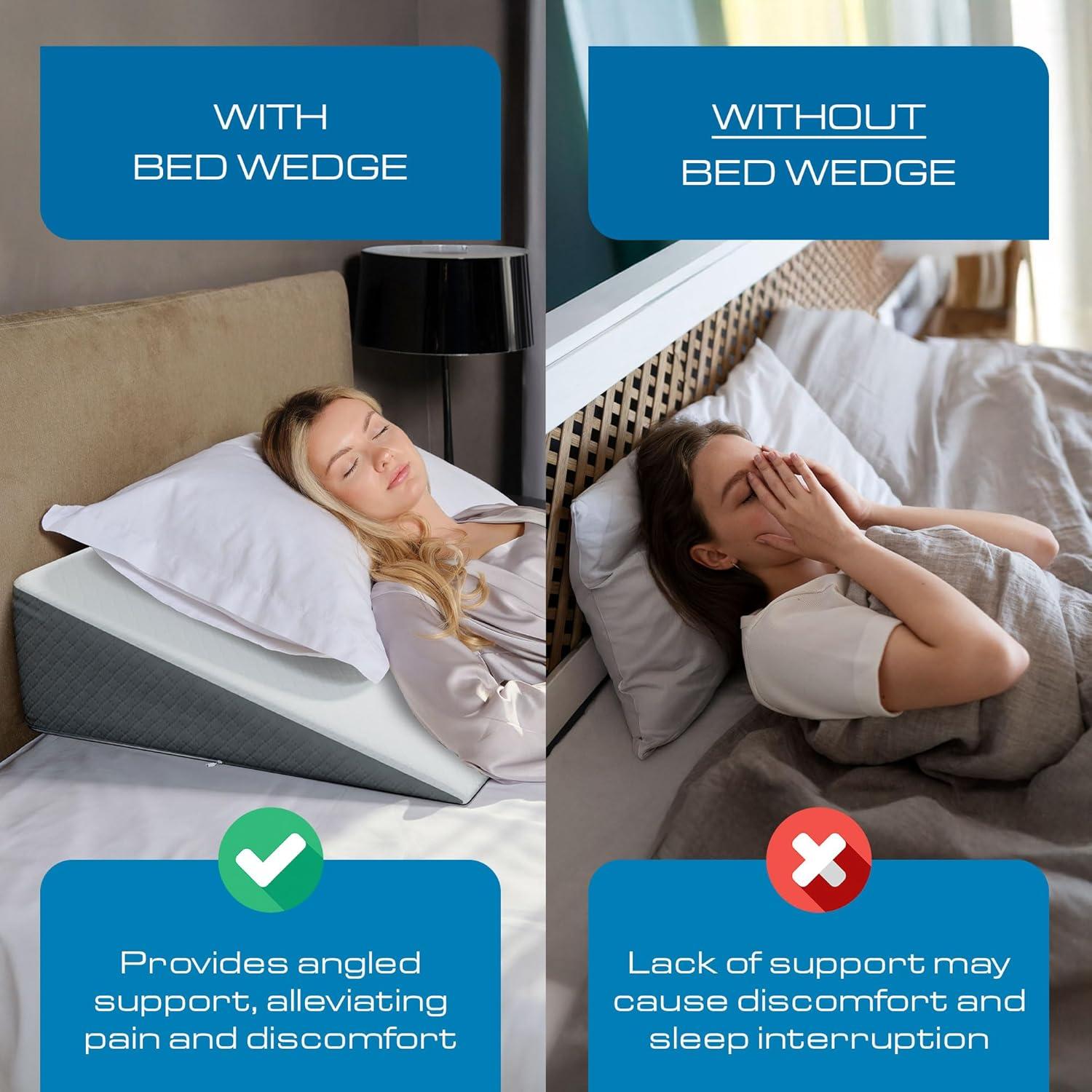 image:imageKolbs Bed Wedge Pillow for Sleep Apnea FSA Eligible Acid Reflux and Back Pain Relief with Chic Jacquard Cover Headboard Wedges for Sleeping Standard Width 75 HeightExtra Wide 75 Height