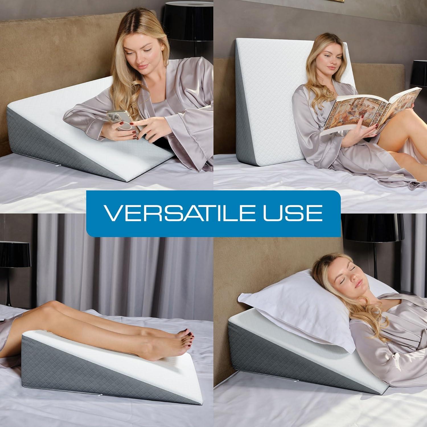 image:imageKolbs Bed Wedge Pillow for Sleep Apnea FSA Eligible Acid Reflux and Back Pain Relief with Chic Jacquard Cover Headboard Wedges for Sleeping Standard Width 75 HeightExtra Wide 75 Height