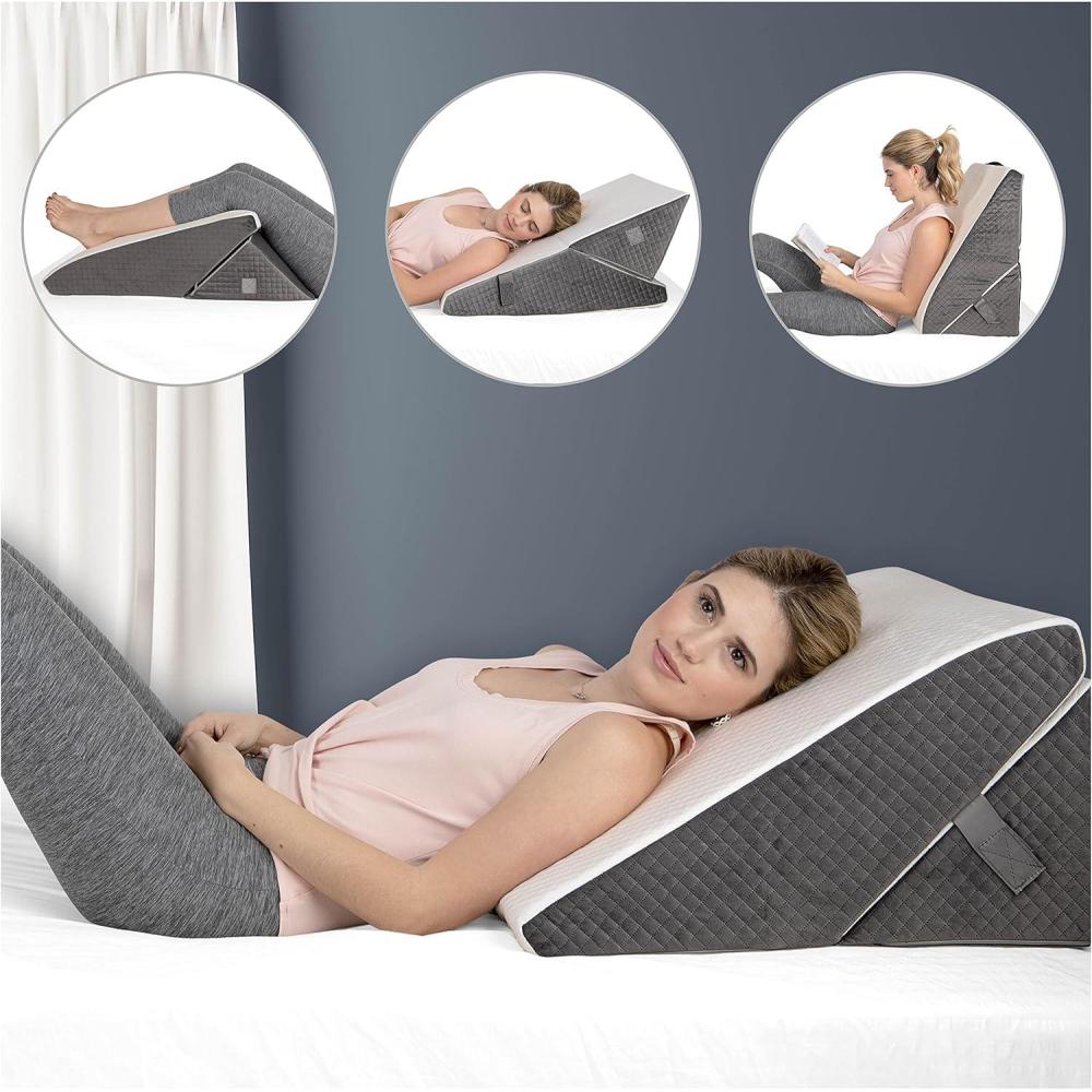 image:imageKolbs Bed Wedge Pillow for Sleep Apnea FSA Eligible Acid Reflux and Back Pain Relief with Chic Jacquard Cover Headboard Wedges for Sleeping Standard Width 75 HeightAdjustable Height Wedge