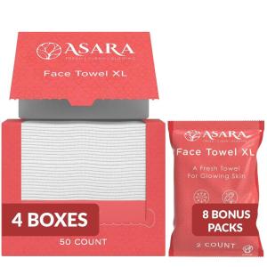 Asara Disposable Face Towel XL Facial Wipes | Organic Vegan Biodegradable | Add Water As a Makeup Remover | Sensitive Skin Face Towels – Clean Daily Towelettes (100 Count)(Unscented)
