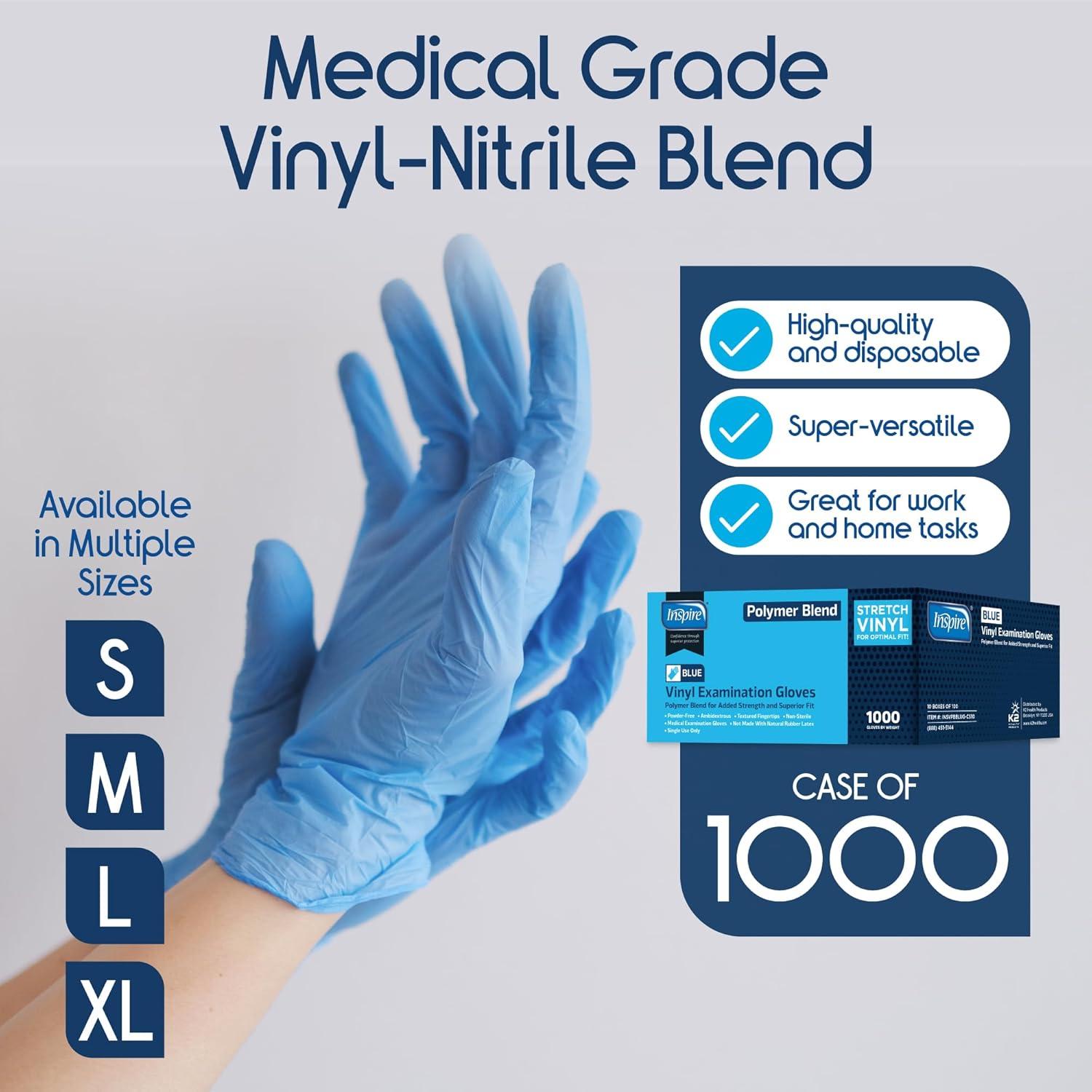 image:imageInspire NitrileVinyl Blend Exam Gloves Disposable Latex Free Medical Multipurpose for Cooking1000