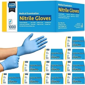 Inspire Black Nitrile Disposable Gloves | 4.5 Nitrile Disposable Safety Medical Cooking Cleaning Gloves(Blue – Case of 1000)